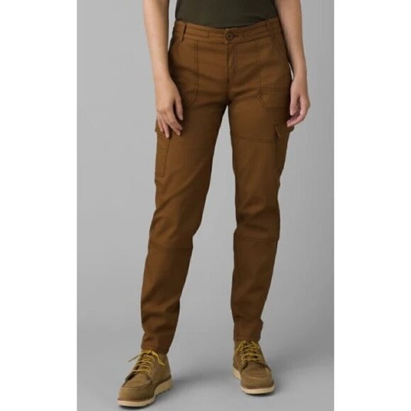 NWOT PrAna Camel Cargo Jeans Brown Tan 12 - Picture 1 of 6